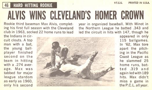 Max Alvis  baseball card collectible - Main Image 2