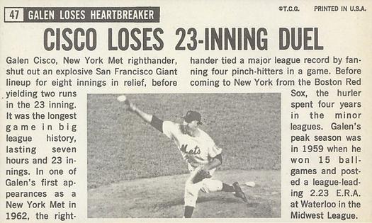 Galen Cisco  baseball card collectible - Main Image 2