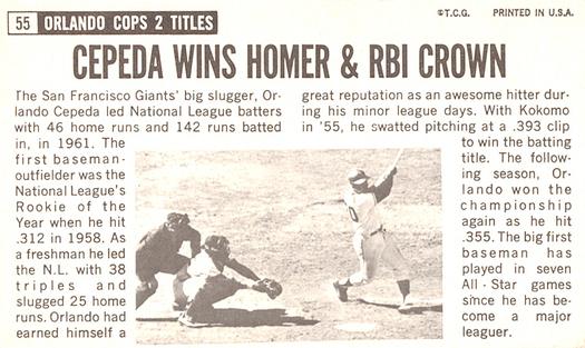 Orlando Cepeda  baseball card collectible - Main Image 2