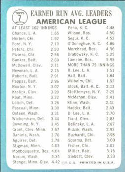 American League 1964 ERA Leaders (Dean Chance / Joel Horlen)  baseball card collectible - Main Image 2