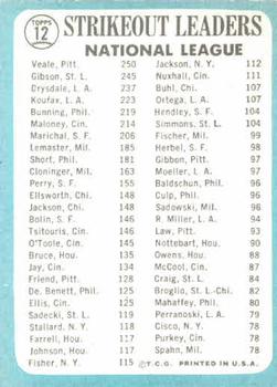 National League 1964 Strikeout Leaders (Bob Veale / Bob Gibson / Don Drysdale)  baseball card collectible - Main Image 2