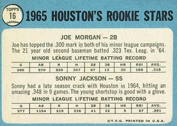 Houston 1965 Rookie Stars (Joe Morgan / Sonny Jackson)  baseball card collectible - Main Image 2