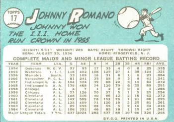Johnny Romano  baseball card collectible - Main Image 2