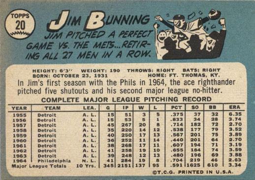 Jim Bunning  baseball card collectible - Main Image 2