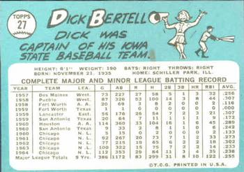 Dick Bertell  baseball card collectible - Main Image 2