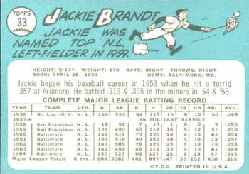 Jackie Brandt  baseball card collectible - Main Image 2
