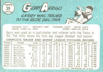Gerry Arrigo  baseball card collectible - Main Image 2