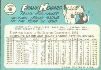 Frank Howard  baseball card collectible - Main Image 2