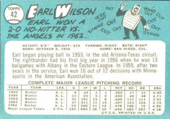 Earl Wilson  baseball card collectible - Main Image 2