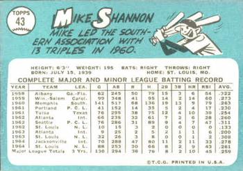 Mike Shannon  baseball card collectible - Main Image 2