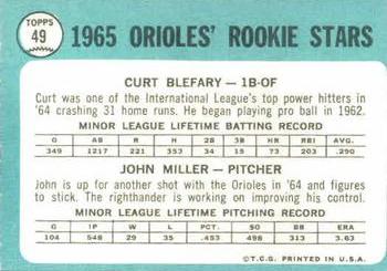 Orioles 1965 Rookie Stars (Curt Blefary / John Miller)  baseball card collectible - Main Image 2