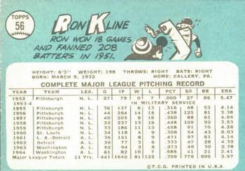 Ron Kline  baseball card collectible - Main Image 2