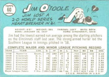 Jim O’Toole  baseball card collectible - Main Image 2