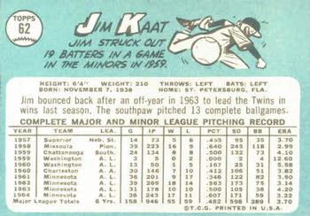 Jim Kaat  baseball card collectible - Main Image 2