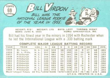 Bill Virdon  baseball card collectible - Main Image 2