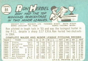 Ron Herbel  baseball card collectible - Main Image 2