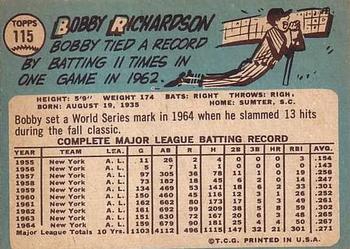 Bobby Richardson  baseball card collectible - Main Image 2