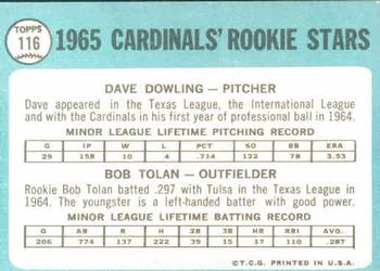 Cards 1965 Rookie Stars (Dave Dowling / Bob Tolan)  baseball card collectible - Main Image 2