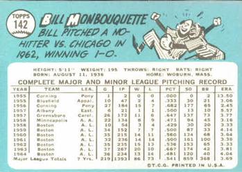 Bill Monbouquette  baseball card collectible - Main Image 2