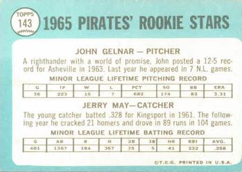 Pirates 1965 Rookie Stars (John Gelnar / Jerry May)  baseball card collectible - Main Image 2