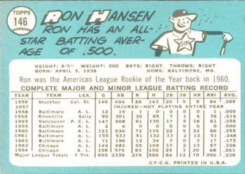Ron Hansen  baseball card collectible - Main Image 2