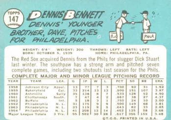 Dennis Bennett  baseball card collectible - Main Image 2