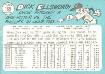 Dick Ellsworth  baseball card collectible - Main Image 2