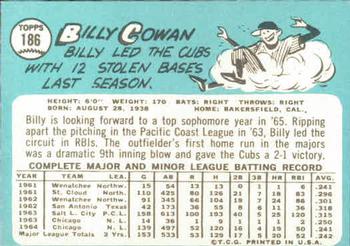 Billy Cowan  baseball card collectible - Main Image 2