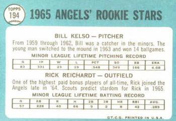 Angels 1965 Rookie Stars (Bill Kelso / Rick Reichardt)  baseball card collectible - Main Image 2