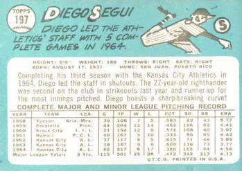 Diego Segui  baseball card collectible - Main Image 2