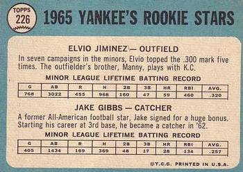 Yankees 1965 Rookie Stars (Elvio Jimenez / Jake Gibbs)  baseball card collectible - Main Image 2