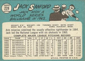Jack Sanford  baseball card collectible - Main Image 2