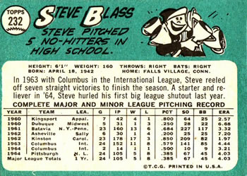 Steve Blass  baseball card collectible - Main Image 2