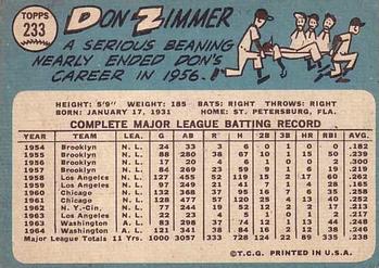 Don Zimmer  baseball card collectible - Main Image 2
