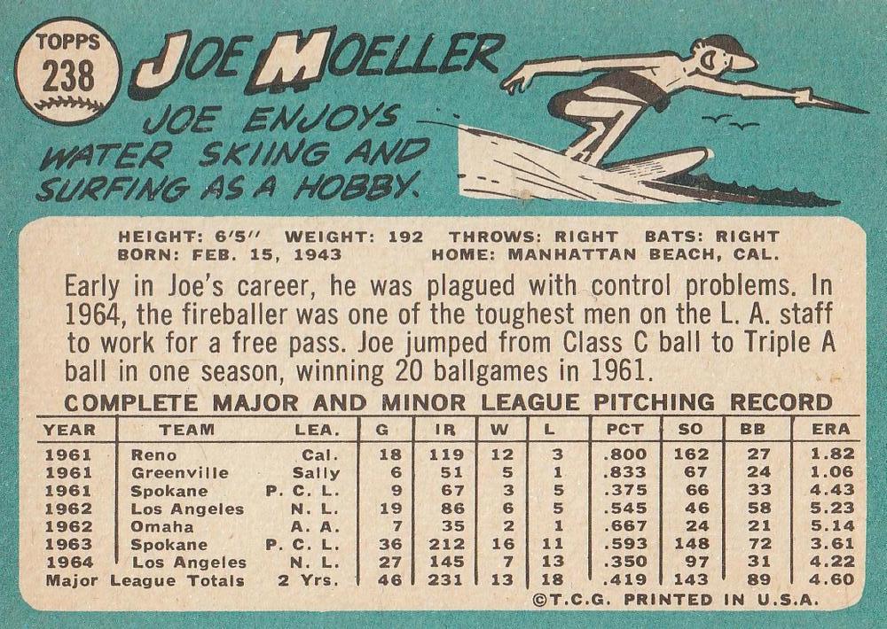 Joe Moeller  baseball card collectible - Main Image 2