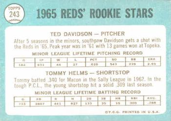 Reds 1965 Rookie Stars (Ted Davidson / Tommy Helms)  baseball card collectible - Main Image 2