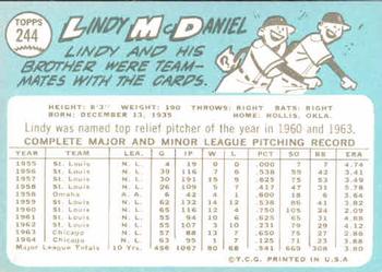 Lindy McDaniel  baseball card collectible - Main Image 2