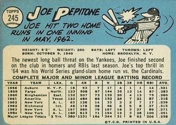 Joe Pepitone  baseball card collectible - Main Image 2