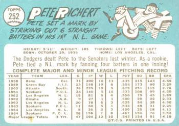 Pete Richert  baseball card collectible - Main Image 2