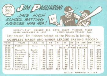 Jim Pagliaroni  baseball card collectible - Main Image 2