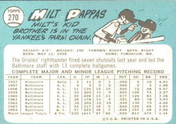 Milt Pappas  baseball card collectible - Main Image 2