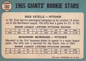 Giants 1965 Rookie Stars (Dick Estelle / Masanori Murakami)  baseball card collectible - Main Image 2