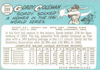 Gordy Coleman  baseball card collectible - Main Image 2