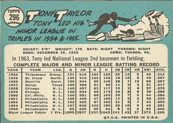 Tony Taylor  baseball card collectible - Main Image 2
