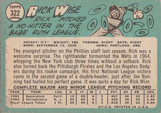 Rick Wise  baseball card collectible - Main Image 2