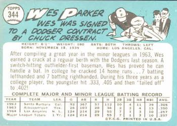 Wes Parker  baseball card collectible - Main Image 2