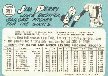Jim Perry  baseball card collectible - Main Image 2