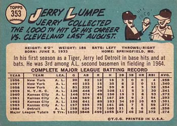 Jerry Lumpe  baseball card collectible - Main Image 2