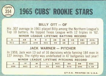 Cubs 1965 Rookie Stars (Billy Ott / Jack Warner)  baseball card collectible - Main Image 2