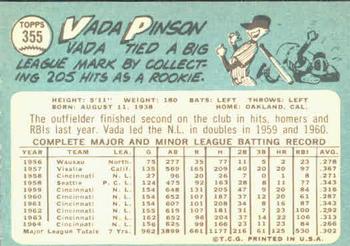 Vada Pinson  baseball card collectible - Main Image 2